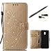 Produktbild Lotuslnn Samsung Galaxy J3 2017 Hülle, Strass Schmetterling Handyhülle Samsung Galaxy J3 2017 Tasche Leder Flip Case Brieftasche Etui Schutzhülle für Samsung J3 2017 Case Cover - Gold