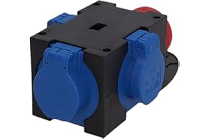 PCE PC-Electric Electric 31114 CEE-Mobil-Verteiler 3xSchuko 16A abges. Mobilverteiler Kunststoff Baureihe ST.ANTON 3xSSD GS16/5 m.B. IP44, schwarz-rot-blau