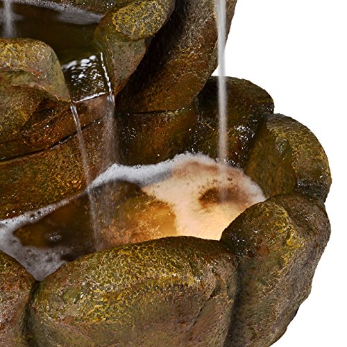 Gartenbrunnen Wasserbrunnen Steinoptik Wasserfall mit Beleuchtung - 2