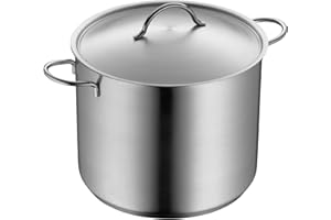 WMF Gemüse- Suppentopf Induktion 28cm, Metalldeckel mit Dampföffnung, Kochtopf groß 14l, Cromargan Edelstahl mattiert, großer Topf unbeschichtet, backofengeeignet