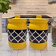 Kraftlik Handicrafts Pure Ceramic Pickle Jars With Unique Lids Multipurpose Barni For Chutney, Pickle Jar Storage Container, Dining Table Container (1000Ml, Pack Of 2, Multicolor)