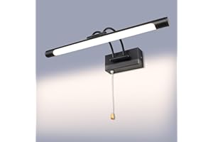 TYhogar LED 8W IP44 Miroir Applique Murale Éclairage De Salle De Bain Noir Mat Intérieur Éclairage Avec Interrupteur 40cm 3000K Appliques Pour Tableaux et Vitrines Bras Réglable Lampes De Lecture