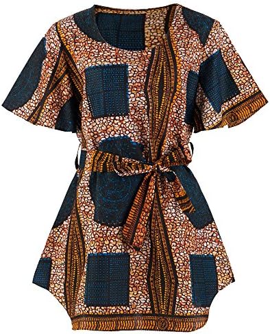 Candow Look Womens African Wax Printed Tops Retro Classic Mini Dress