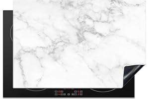 KitchenYeah© Protezione Piano Cottura Tappetino per Induzione 78x52 cm Cucina Proteggi Coprifornello Antiscivolo Marmo - Grigio - Bianco - Struttura in marmo