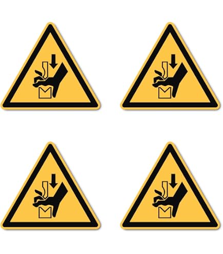 4x Sicherheitsaufkleber „Achtung: Automatischer Anlauf!“ Nach DIN EN ISO 7010 – 10 Cm, Wasserfest, UV-beständig