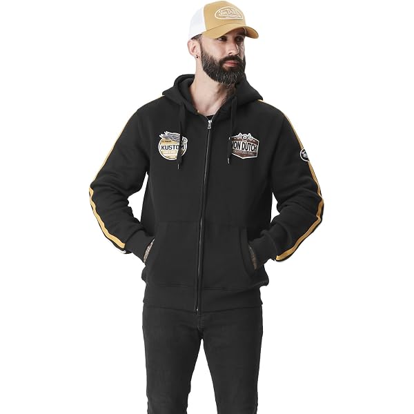Sweat-shirt à Capuche Zippé Von Dutch - Coupe Décontractée, Imprimé Devant, Vert Kaki, Coupe Streetwear