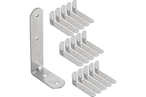 OMIdeas 15 x Wspornik montażowy (50 x 100 x 25 x 2) Wspornik kątowy w kształcie litery L, kątownik 90 stopni stalowy, wspornik półkowy, kątownik narożny