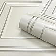 YöL Sample White Silver Textured Wood Panelling Effect Vinyl Wallpaper Metallic
