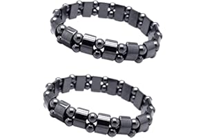 EQLEF Magnetic Hematite Bracelet 2 Pcs Men's/Women's Hematite Magnetic Bracelets