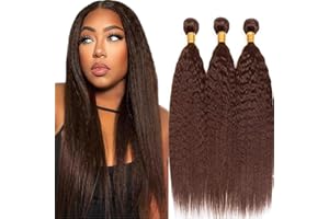 Hxxcoup Bundles Human Hair Bundles Kinky Straight Capelli Veri Ricci Capelli Brasiliani Real Hair #4 Chocolate Brown Double Weft 100g/pc 300g Total 100% Brazilian Remy Hair 24 26 28 Inch