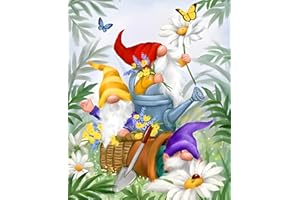 NAIMOER Gnomes Peinture Diamant Adulte, Diamond Painting Gnomes Complet, Diamant Painting Forêt Fleurs Enfants Diamant Strass Point de Croix Cristal Painting pour Murale Décor 30x40cm