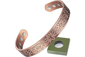 Wollet Magnetisches Kupferarmband, Kupfer-Manschettenarmband – mit 8 Magneten 3500 Guass mit Geschenkbox (CPB-2052-FBM)