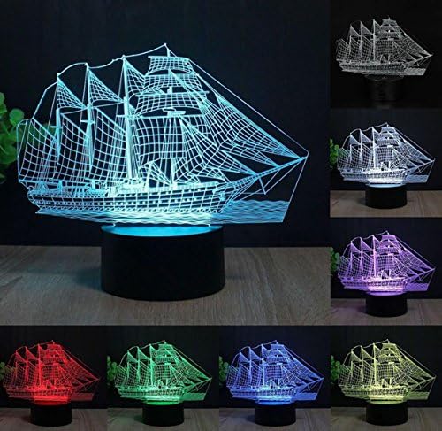 LED Ship model 7 Color 3D Night light Acrylic Visual Touch USB Table Light [Energy Class A+++] (Voltage: 5V) Art Decor Creative Home Child