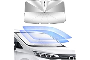 CGEAMDY Car Windshield Sun Shade Umbrella, Car Front Windshield Sun Shade Umbrella, Car Foldable Protector with Sunshade Cover Sunshade Umbrella 360° Rotation, Sun Shade Protect Cars(140x74cm)