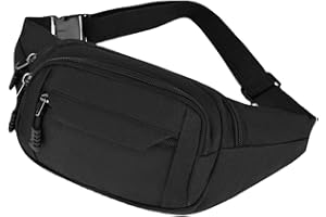 NAAPESI Riñonera Mujer Hombre con 4 Bolsillos con Cremallera, Mochila para Deportes Al Aire Libre, Impermeables con Correa Ajustable del, para Correr, Deportes, Senderismo, Unisex (Negro)