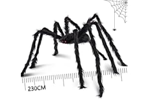 EPESL 230cm Spinne Halloween Außen Dekorationen, Gigant Haarige Schwarze Spinne, Erschreckende Gefälschte Riesige Spinne Requisiten Für Halloween Innen, Outdoor und Yard Gruselige Haus Party Dekor Zubehör