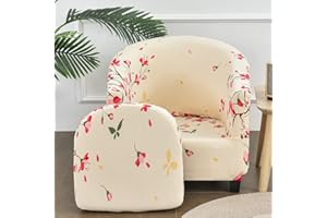 Highdi 2 Pezzi Copripoltrona 1 Posto Chesterfield Elasticizzato, Poltrona Club da Cocktail Antiscivolo Rimovibile Tub Chair Copripoltrona per Bar Soggiorno Camera da Letto Soggiorno (Fiore di pesco)