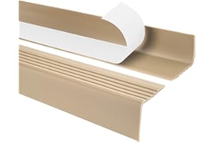 QUEST Profilo per bordi scale - Profilo angolare in PVC autoadesivo, Paraspigolo - Strisce antiscivolo per gradini - RGP 50x42mm, beige, 130cm