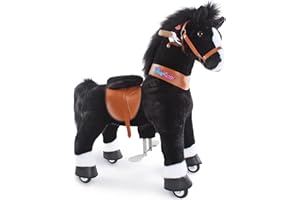 PonyCycle Modello U Cavallo Giocattolo Che Cammina Cavalli di Peluche Cavallino Giocattolo Cavalcabile per Bambini(con Freno/con Suono/ 90cm Altezza/Taglia 4 per 4-8 Anni) Cavallo Nero Ux426