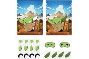 simyron Kids Yoda Pin The Game - Yoda Kids Party Stickers Games Yoda Party Supplies Pin The Eye Patch Large Poster 25PCS Stickers for Yoda Game Birthday Party Favors Decorations
