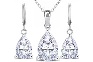 Crystalline Azuria Joyería Juegos de Joyas Lágrima para Mujeres y Niñas Joyería Juegos de Joyas Boda Joyería Juegos de Joyas con Collar y Pendientes para Esposa Novia Joyería