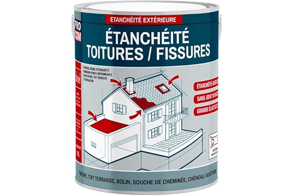 Peinture, résine d'étanchéité toiture, réparation tuiles, fissures, anti-fuites, décore, protège, plusieurs coloris PROCOM 2.5 litres