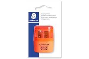 Staedtler 512 - Blister 1 Taille-Crayon 2 Usages Avec Réservoir Orange Fluo
