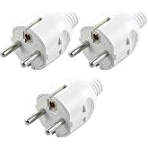 3 Pieces Male Plug 250V 16A, Straight Plug for Cable 1.5mm&sup2; | Male Plug with Anti-Torsion Protection with Protective Contact,