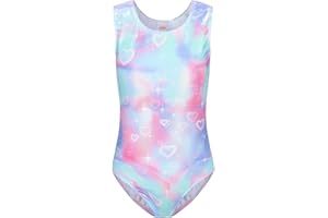 KISCORPSE Kicorpse Body Ginnastica per Ragazze Maniche Lunghe/Senza Maniche Luccicanti Body da Danza Balletto Abbigliamento da Ballo Atletico per Ragazza Colore Sfumato Costume da Ballo per Bambina 5-12 Anni