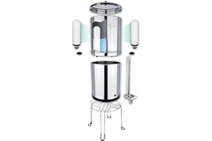 NEWTON Premium Gravity Water Filter System with Heavy Metal Removal | 6L Capacity | Complete System with 2x Filter Candles, Stainless Steel Stand & Sight Glass Tap