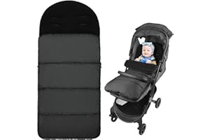 Vicloon Coprigambe Passeggino, Sacco Termico Passeggino Universale, Fodera in Pile Polare, Sacco Passeggino Invernale con Cerniera, Impermeabile, Antivento, Lavabile in Lavatrice(Nero)
