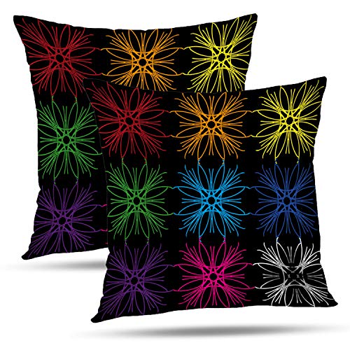 Batmerry Spring Pillows Decorative Throw Pillow Covers 18x18 Inch Set of 2, Bright and Colorful Spring Mandala Design Double Sided Square Pillow Cases Pillowcase Sofa Cushion