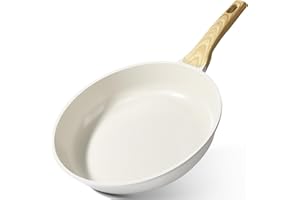 GiPP Padella Antiaderente in Ceramica – Padella Sana e Atossica, Compatibile con Induzione, Senza PFAS e PFOA, Lavabile in Lavastoviglie(Bianco,24cm)