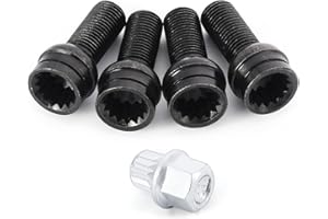 eROOSY 4pcs M14 * 1.5MM Boulon de Roue en Acier, Boulon de Protection de Roue, Boulon De Roue En Acier Noir, Boulon de Roue en Acier et Écrou de Roue