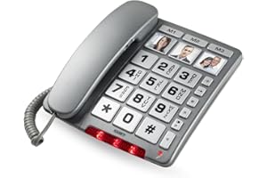 Telefono Fisso Multifunzione con Tasti Grandi e Personalizzabili, Intuitivo e Facile da Usare con Vivavoce e Indicatore Luminoso di Chiamata - SAIET FAMILY