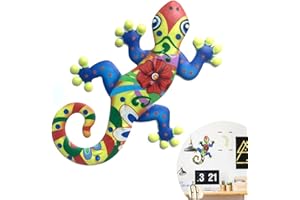 WINBST Decorazione da parete in metallo, geco, lucertola, salamandra, decorazione per giardino, terrazza, tavolo, parete, 25 x 17 x 0,8 cm