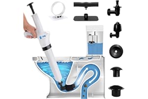 CMAEL Déboucheur canalisation haute pression, deboucheur haute-pression avec pompe pour toilette, wc, évier, baignoire, siphon avec accessoires, débouchage rapide, facile, efficace, notice incluse.