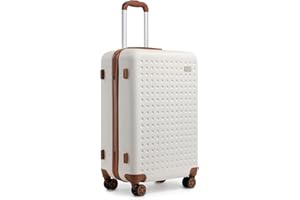 Kono Valise Soute 67cm ABS Rigide,Valise Moyenne Légere avec 4 roulettes 360° Serrure TSA,Dimensions Standard Compagnies Aériennes,Idéal Voyage d'affaires Vacances（Crème）