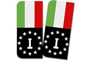 Finest Folia Set di 2 adesivi per targa appositamente progettati per il campo dell'UE 11 x 5 cm nero o con bandiera R167 (10 Italia - con bandiera)