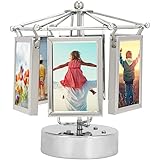 Unique Carousel Photo Frame Elegant Umbrella Shape Rotating Music Picture Frame Home Decoration for 3x2in Photo