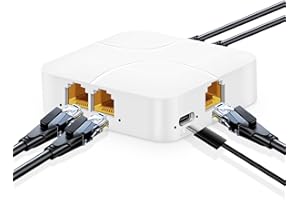 YuLinca Répartiteur Ethernet 1 à 4 Gigabit, 100/1000 Mbps, Hub réseau RJ45 Internet LAN Répartiteur avec câble USB, pour câble Cat5/5e/6/7/8