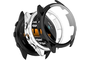 KZIOACSH Case with Tempered Glass for Garmin Forerunner 165/165 Music, 2 Pack Full Coverage Waterproof Hard PC Bumper Cover Ultra-Thin Anti-Scratch Shockproof Overall Screen Protector Protective Case