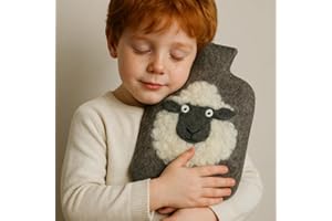 GLOBO FAIR TRADE PARTNER Wärmflaschenhülle Schaf aus Wollfilz, Hülle für Wärmflaschen bis 2 Liter, Kinder Wärmflaschenbezug, Süße Flaschenhülle, Fair Trade Nepal