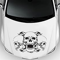 Autocollants Tête De Mort Crâne, 5Pcs Halloween Stickers Voiture Crâne Capot Autocollants Tête Mort Capuche Voiture Autocollant Crâne Voiture Pour Autocollants Corps Camion Hayon Fenêtre Porte (Noir