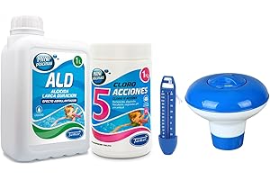Tamar Pack Ahorro Mini Piscinas, Tabletas Cloro, algicida, clorador y termometro