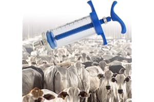 MUMUSUKI Jeringa animal reutilizable Jeringa veterinaria Jeringa de acero plástico 50ml para equipos de aves de corral agrícolas animales