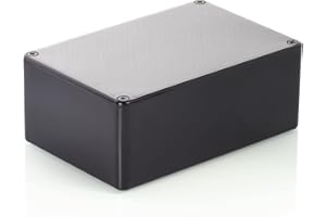 HeiGroup - MB5 ABS Kunststoffgehäuse mit Deckel, Mehrzweckgehäuse, Modulgehäuse, (LxBxH) 150 x 100 x 60 mm, mit Leiterplattenführung, Schwarz - Poliert