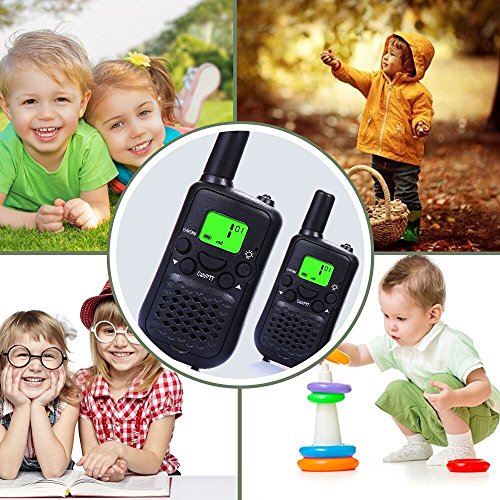 Walkie Talkies , 462-467 MHZ Walky Talky and Long Range Two-Way Radio with A Mini LED Torch for Children and Any Outdoor Activities ( 1 Pair Black )