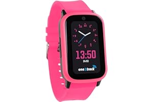 One2Track Connect Up Rosa – 4G GPS Smartwatch Kinder – Inkl. Bildschirmschutzfolie und SIM-Karte – Eigene App – Telefonieren, Videoanrufe, Chat, SOS, Sichere Zone, IP67 – 2 Jahre Garantie