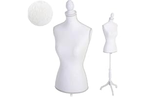 MENDLER Manichino sartoriale busto donna T220 fibre di poliestere treppiede bianco ricami